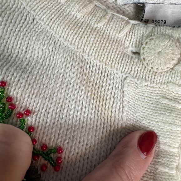 Christmas Sweater Cardigan Women's sz Medium Victoria Jones Applique Embroidery - Picture 9 of 9